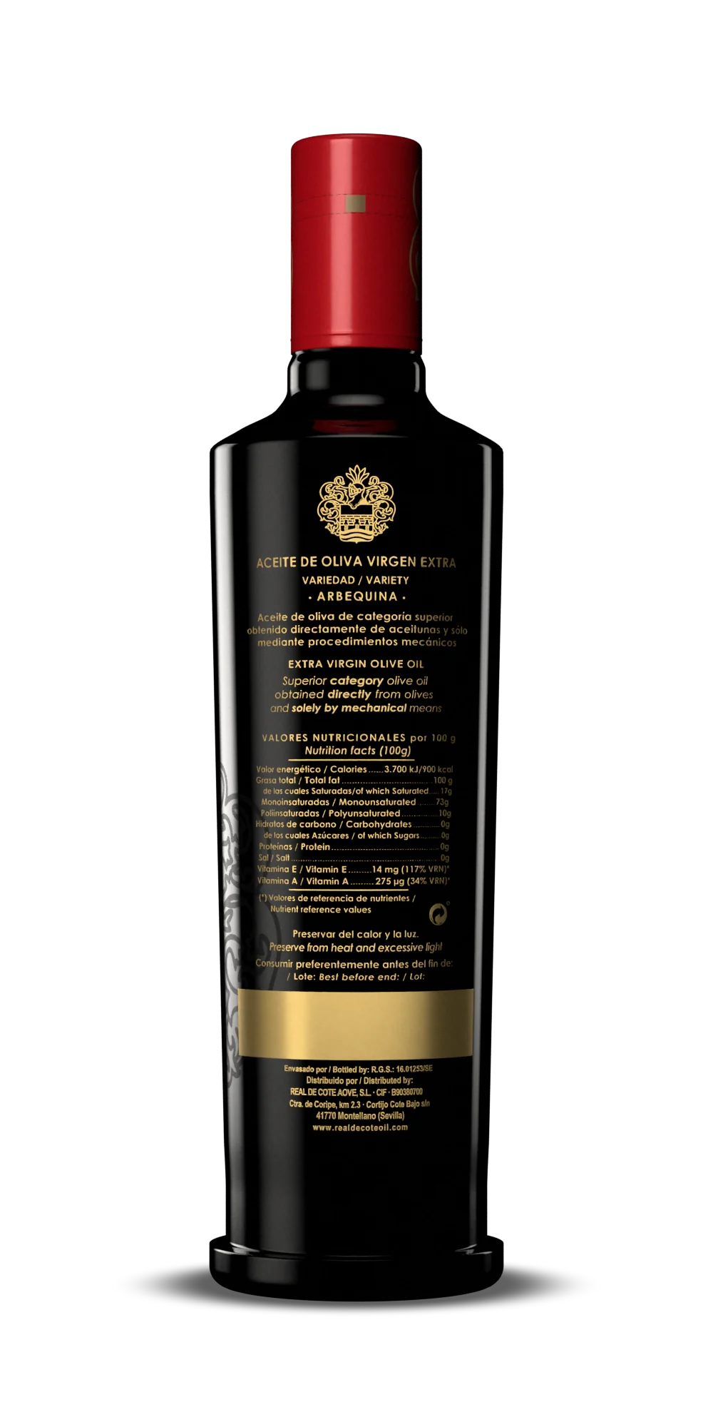 Dorso de la botella