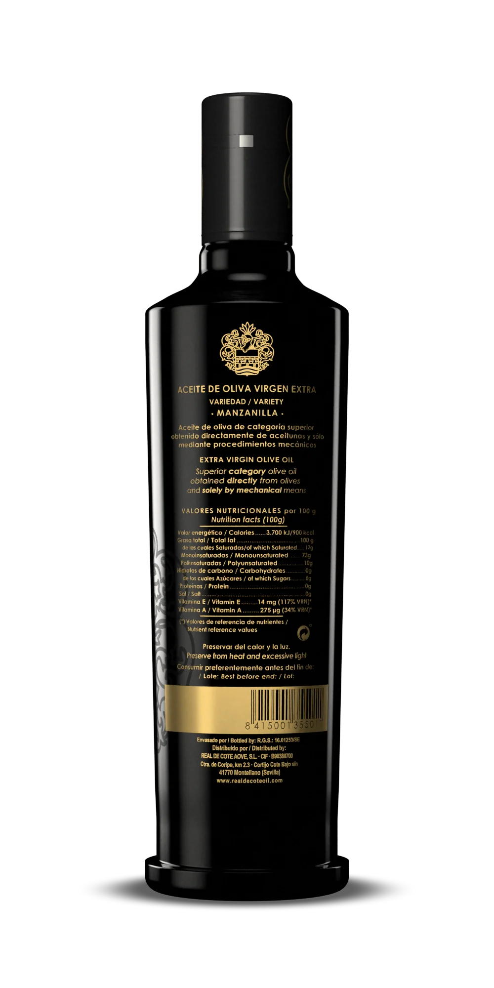 Dorso de la botella